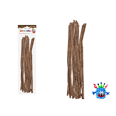 Limpiapipas chenille con puntos café oscuro y café claro 0.6*30cm 20pcs