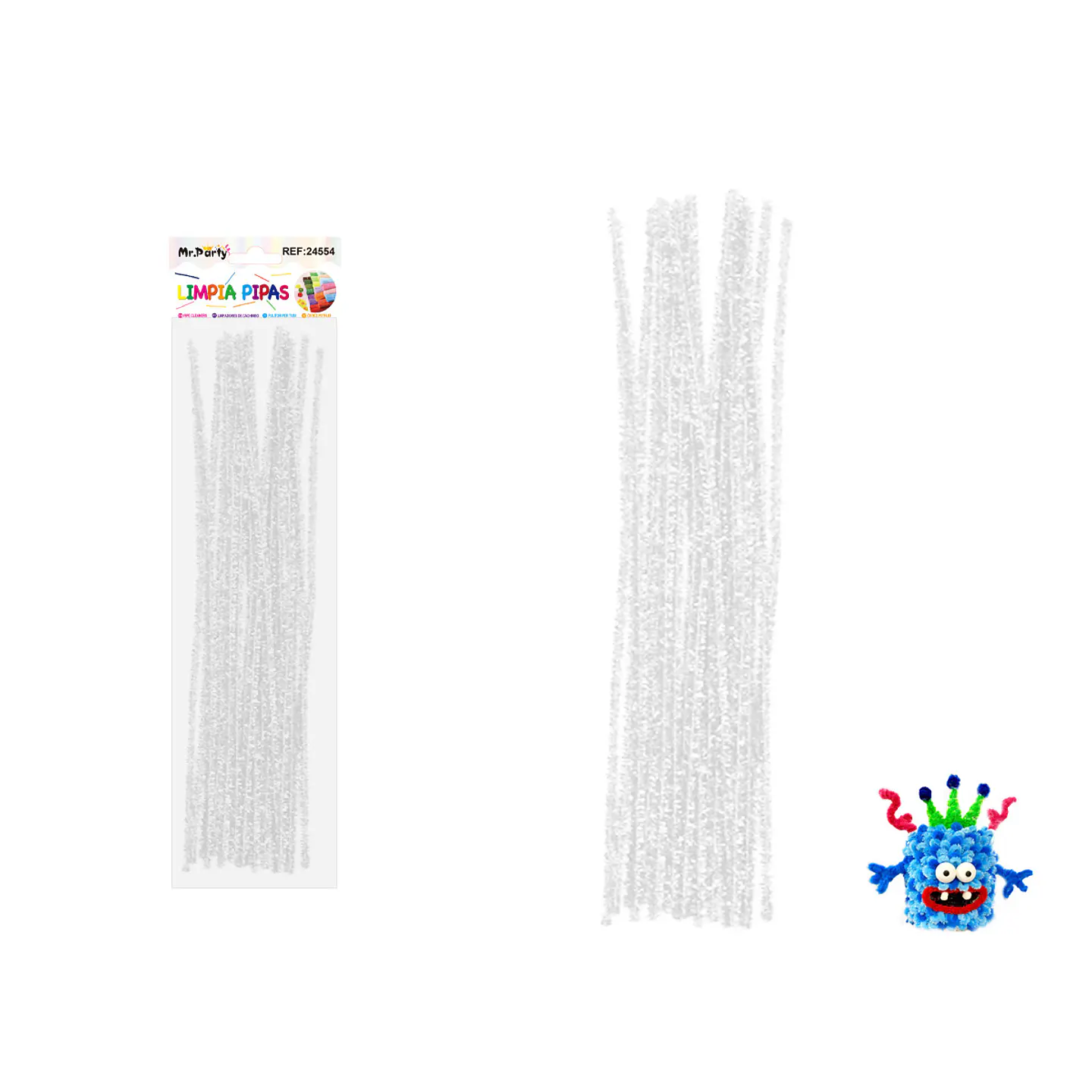 Limpiapipas chenille metalizado glitter multicolor metálico 0.6*30cm 20pcs 1
