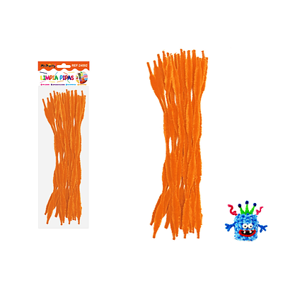 Limpiapipas chenille cuadriculado naranja fluorescente 1.3*30cm 20pcs
