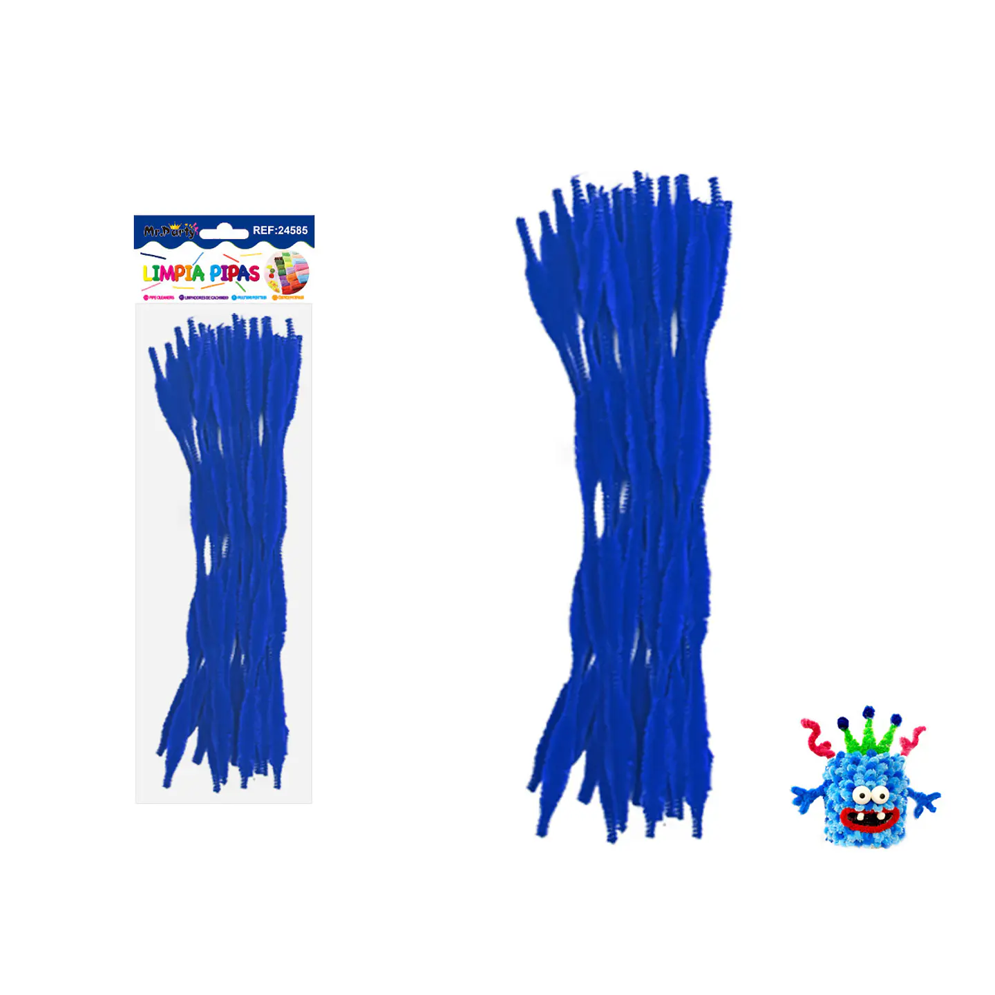 Limpiapipas chenille cuadriculado azul rey 1.3*30cm 20pcs 1
