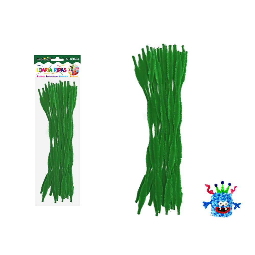 Limpiapipas chenille cuadriculado verde oscuro 1.3*30cm 20pcs