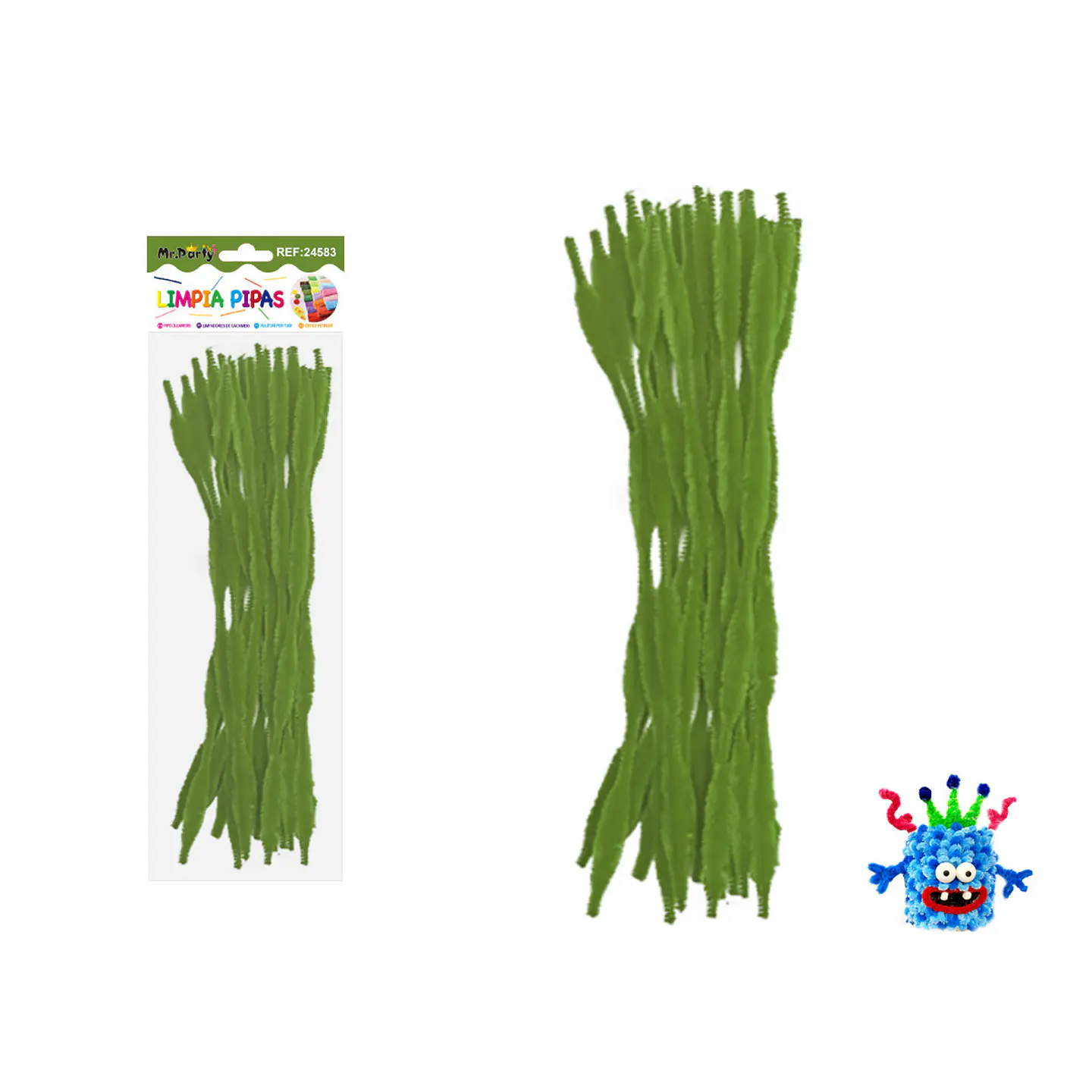 Limpiapipas chenille cuadriculado verde militar 1.3*30cm 20pcs 1