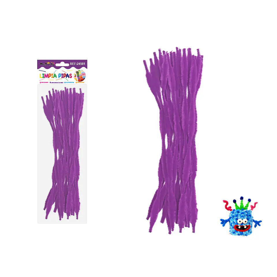 Limpiapipas chenille cuadriculado morado 1.3*30cm 20pcs 1