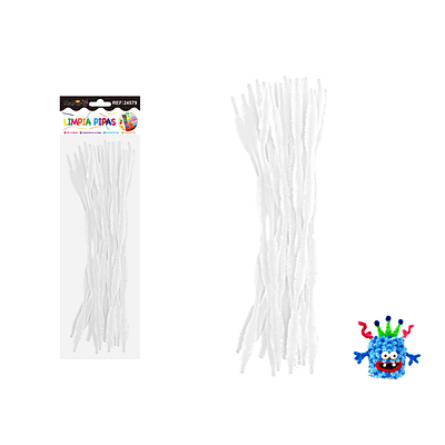 Limpiapipas chenille cuadriculado blanco 1.3*30cm 20pcs
