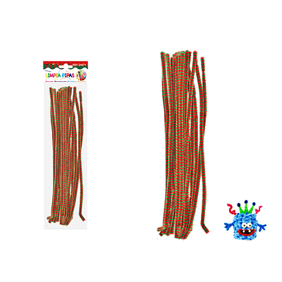 Limpiapipas chenille con puntos intenso y verde 0.6*30cm 20pcs