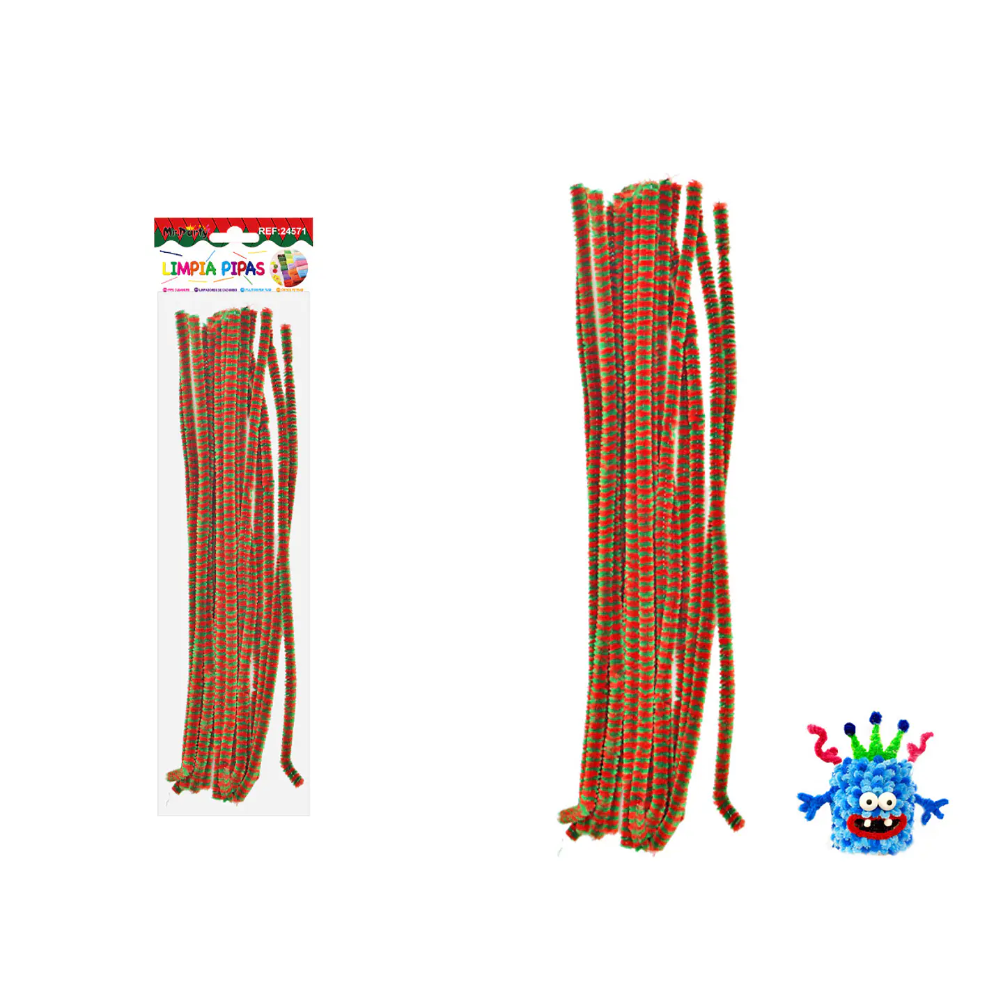 Limpiapipas chenille con puntos intenso y verde 0.6*30cm 20pcs 1