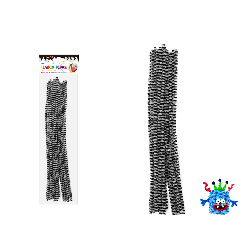 Limpiapipas chenille con puntos negro y blanco 0.6*30cm 20pcs
