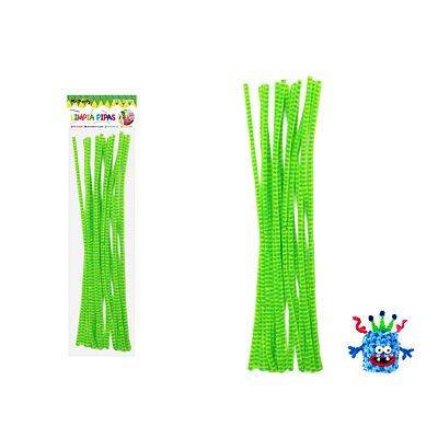 Limpiapipas chenille con puntos verde y amarillo 0.6*30cm 20pcs