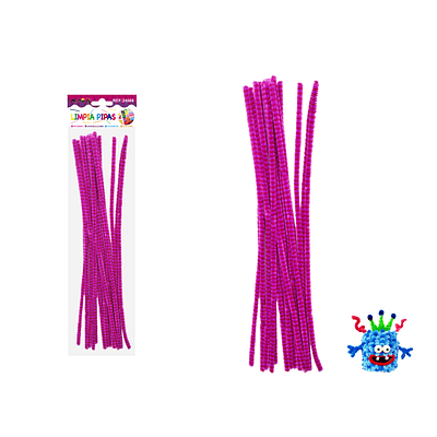 Limpiapipas chenille con puntos fucsia y rojo 0.6*30cm 20pcs