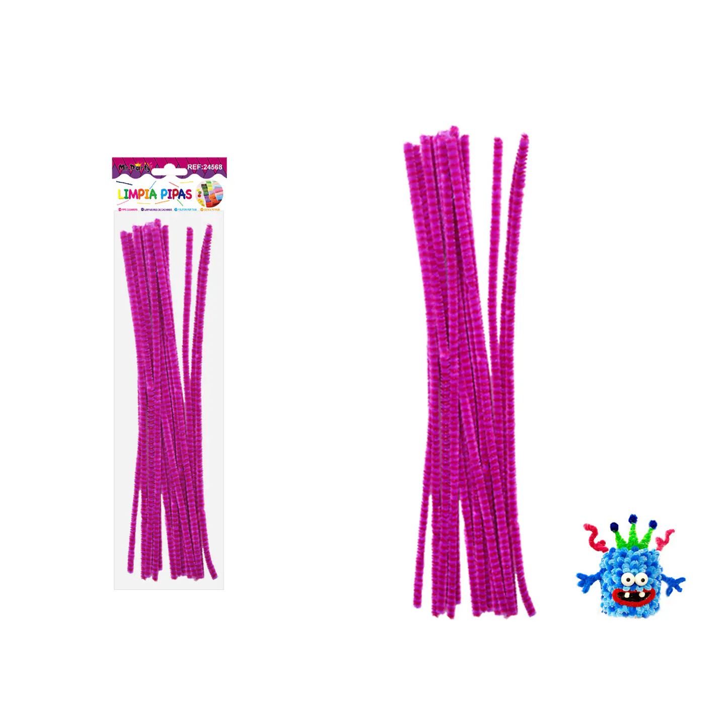 Limpiapipas chenille con puntos fucsia y rojo 0.6*30cm 20pcs 1