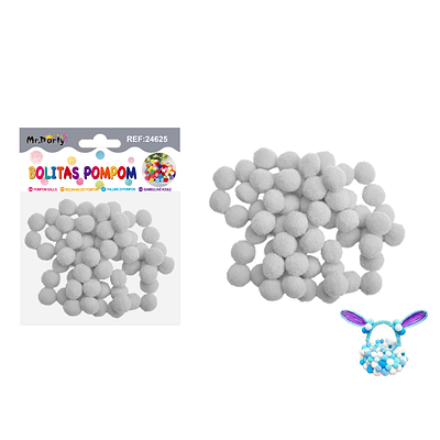 Pompones de poliéster gris 1.5cm 60pcs