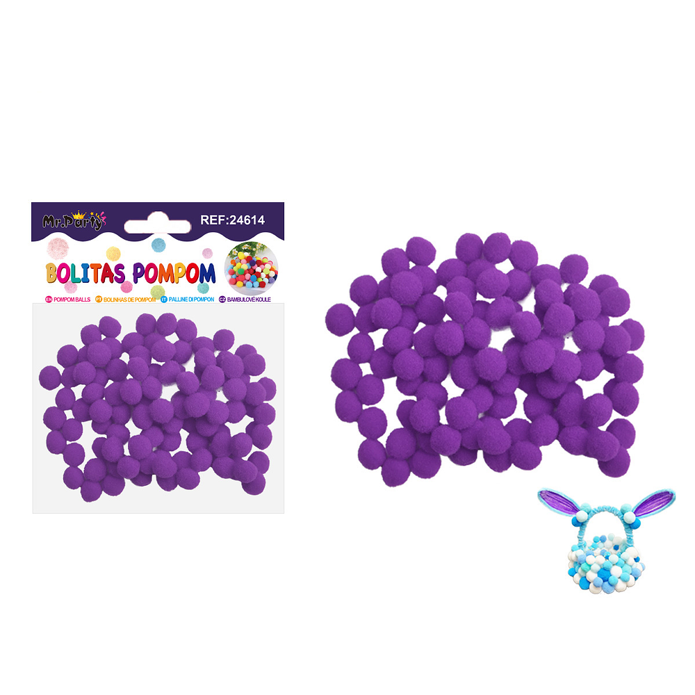 Pompones de poliéster morado oscuro 1.0cm 100pcs