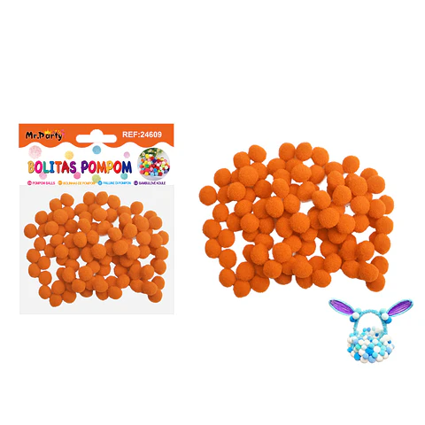 Pompones de poliéster rojo dorado 1.0cm 100pcs