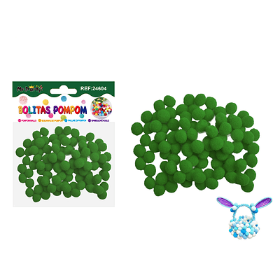 Pompones de poliéster verde oscuro 1.0cm 100pcs