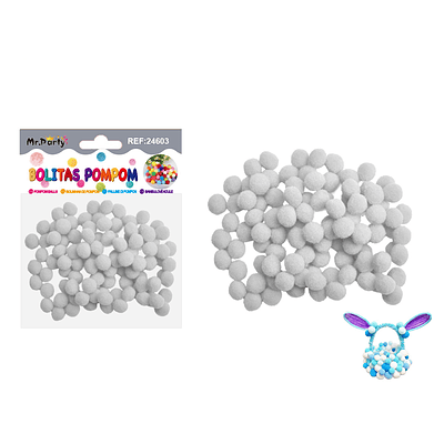 Pompones de poliéster gris 1.0cm 100pcs