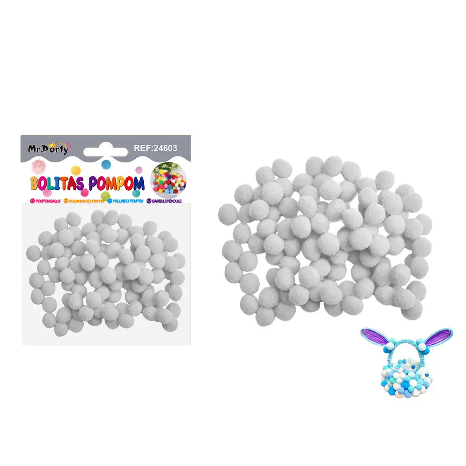 Pompones de poliéster gris 1.0cm 100pcs 1