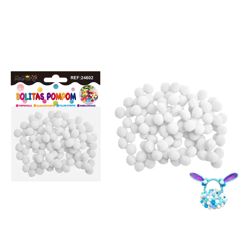 Pompones de poliéster blanco 1.0cm 100pcs 1