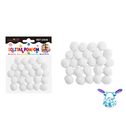 Pompones de poliéster blanco 2.0cm 25pcs