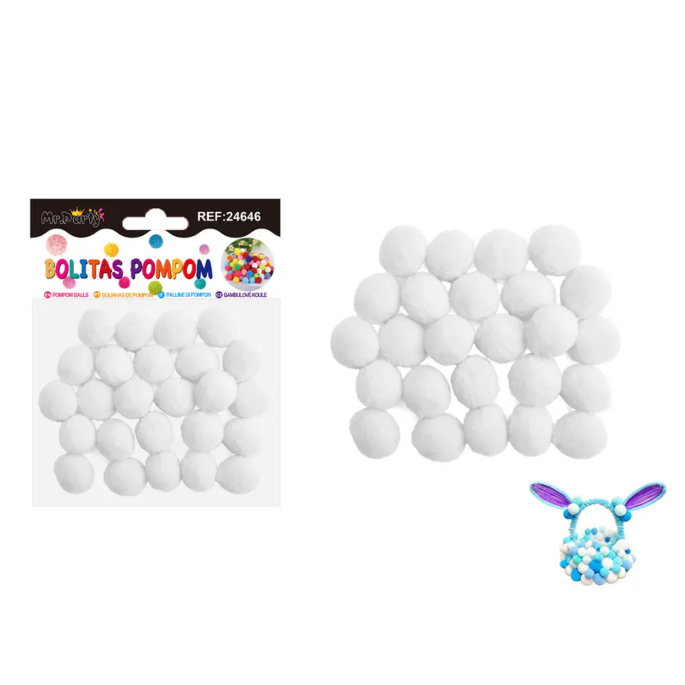 Pompones de poliéster blanco 2.0cm 25pcs 1