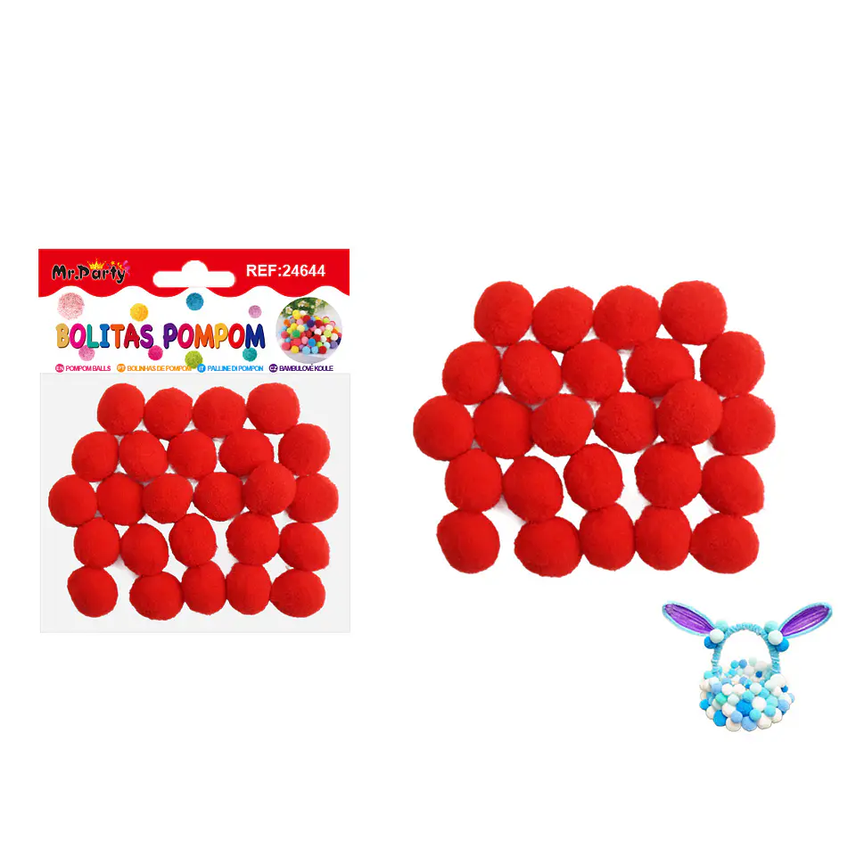 Pompones de poliéster rojo intenso 2.0cm 25pcs 1