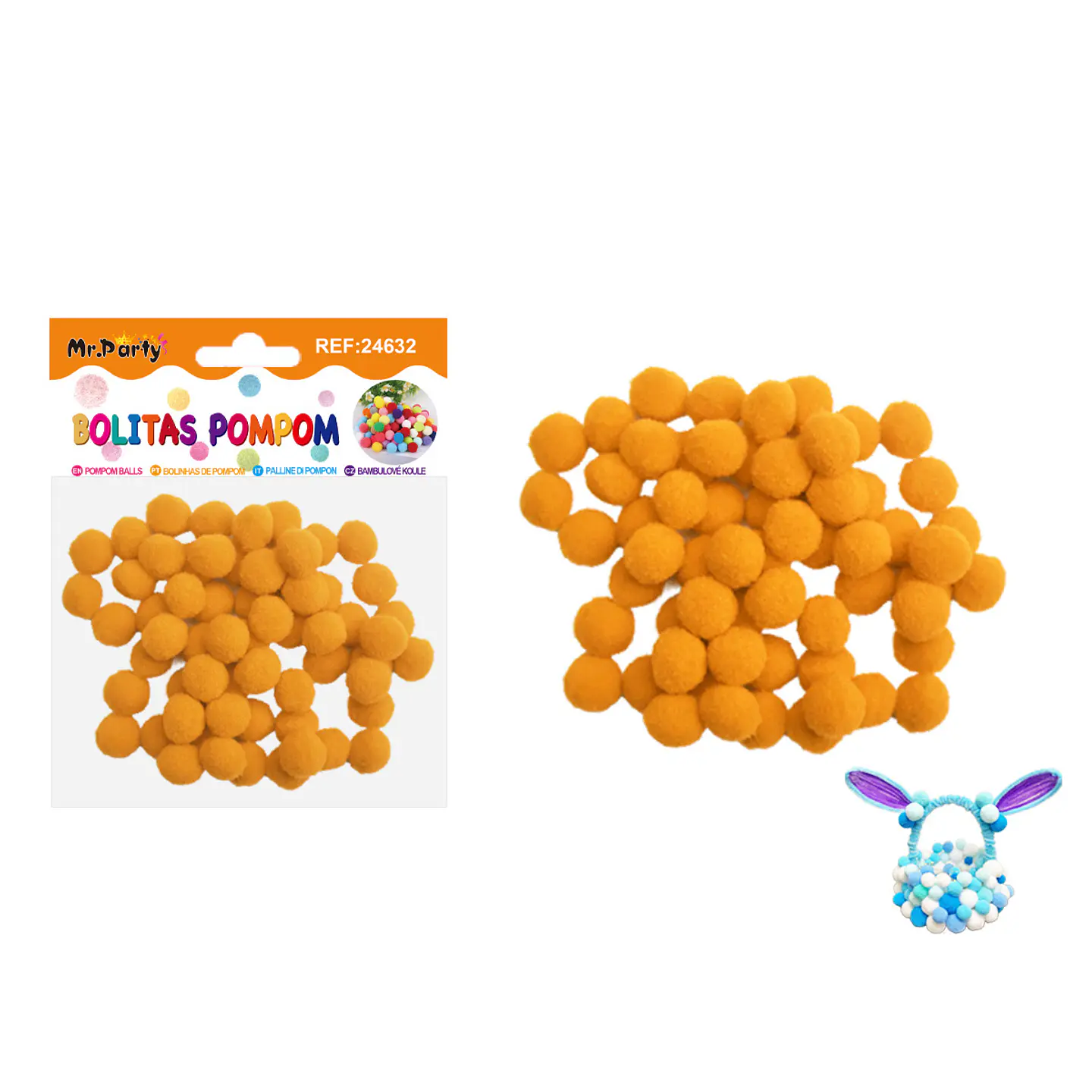 Pompones de poliéster amarillo dorado 1.5cm 60pcs 1