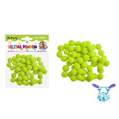 Pompones de poliéster verde fluorescente 1.5cm 60pcs