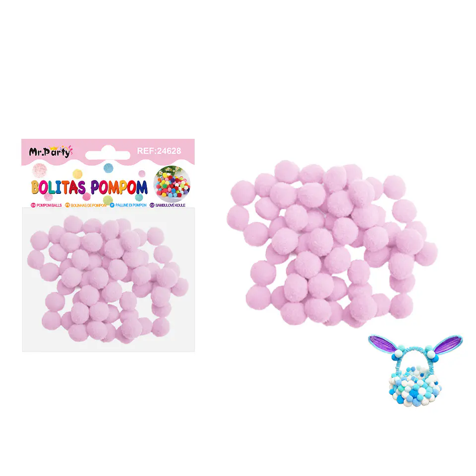 Pompones de poliéster rosa claro 1.5cm 60pcs 1