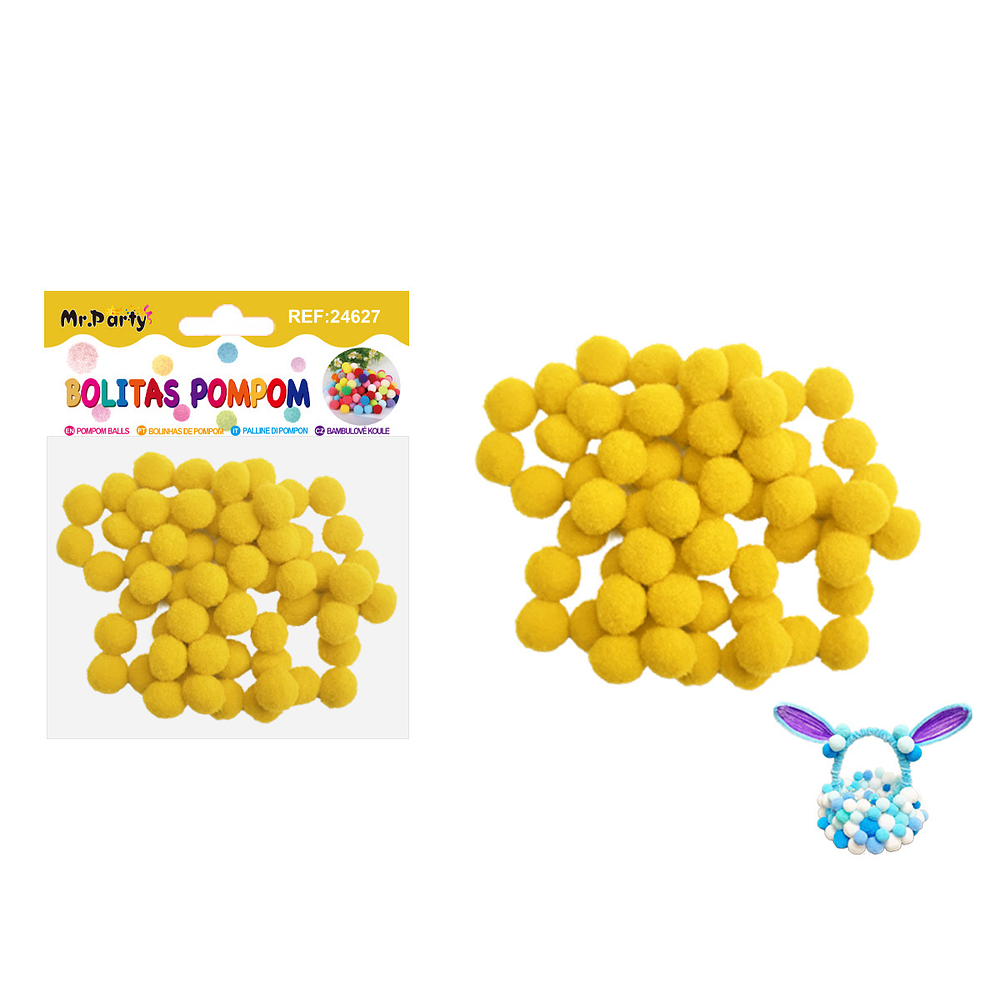 Pompones de poliéster amarillo 1.5cm 60pcs