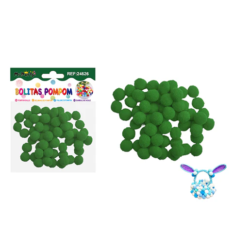 Pompones de poliéster verde oscuro 1.5cm 60pcs