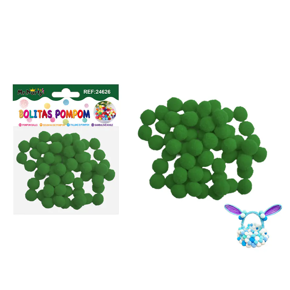 Pompones de poliéster verde oscuro 1.5cm 60pcs 1