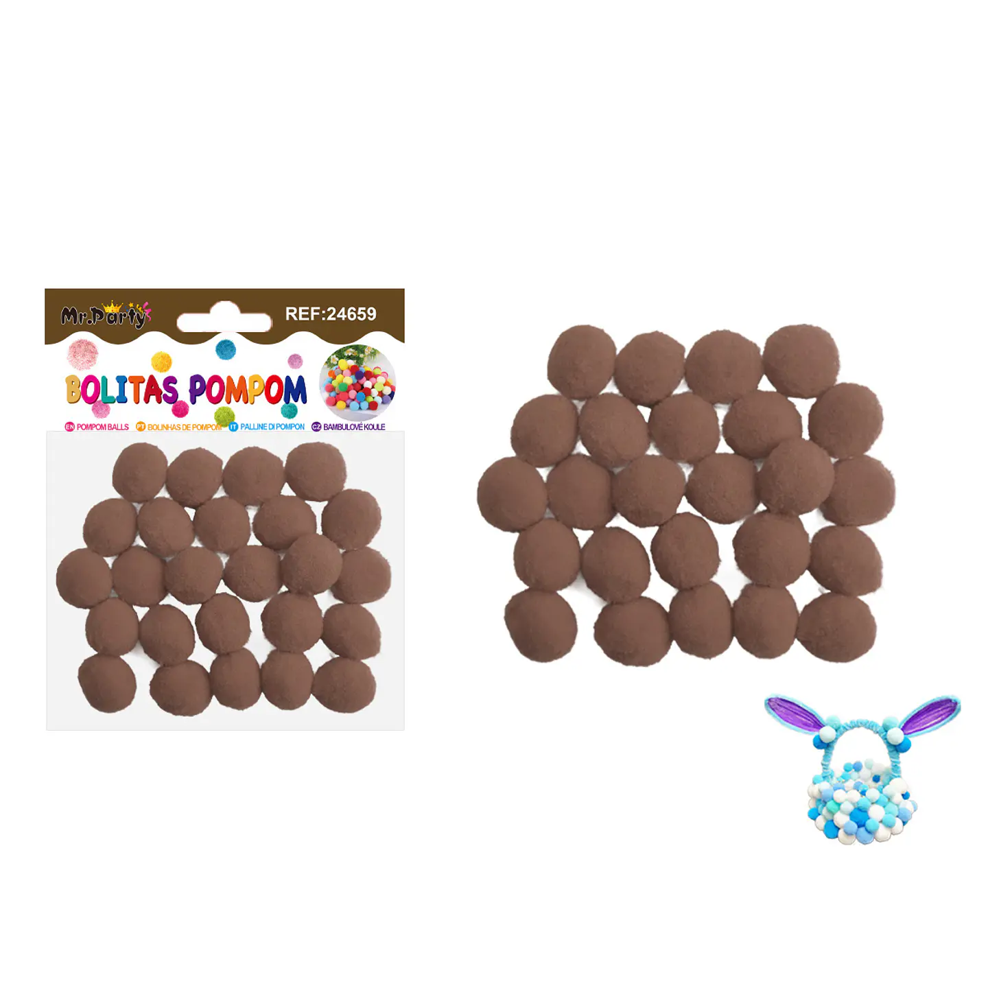 Pompones de poliéster café 2.0cm 25pcs 1