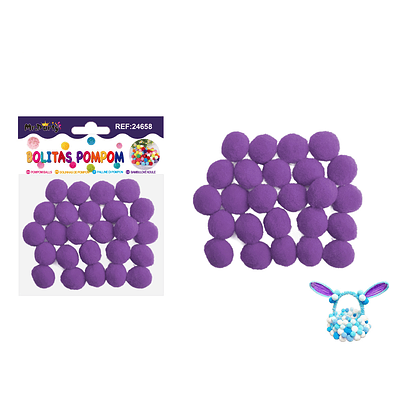 Pompones de poliéster morado oscuro 2.0cm 25pcs