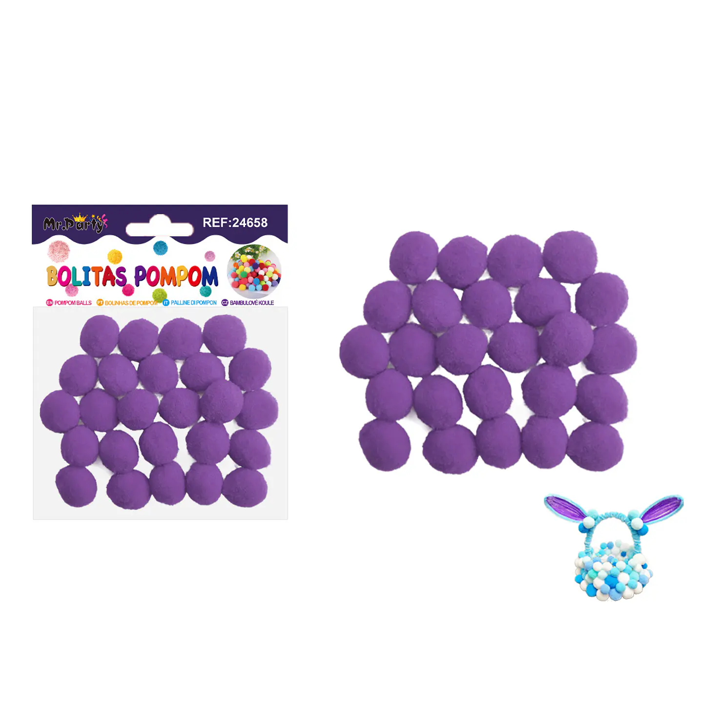 Pompones de poliéster morado oscuro 2.0cm 25pcs 1