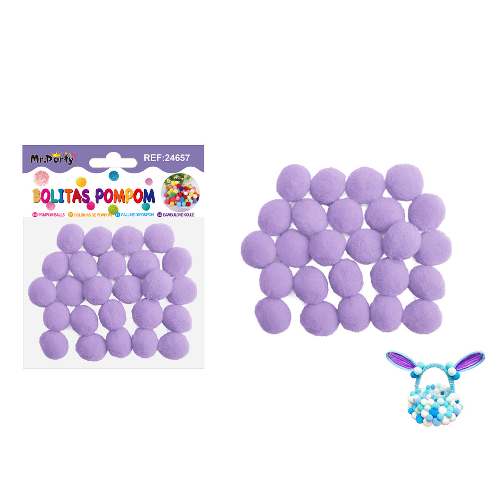 Pompones de poliéster lila claro 2.0cm 25pcs