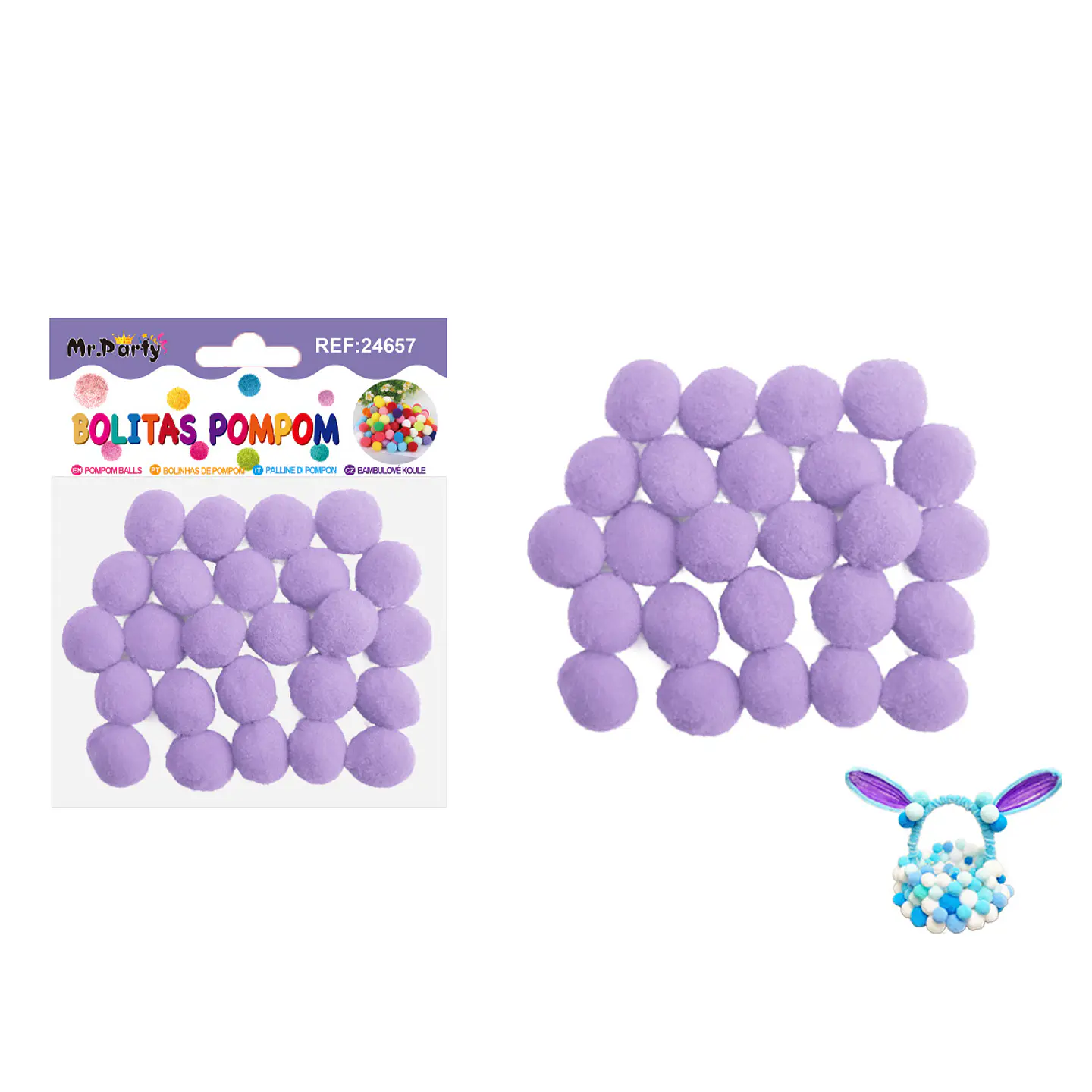 Pompones de poliéster lila claro 2.0cm 25pcs 1