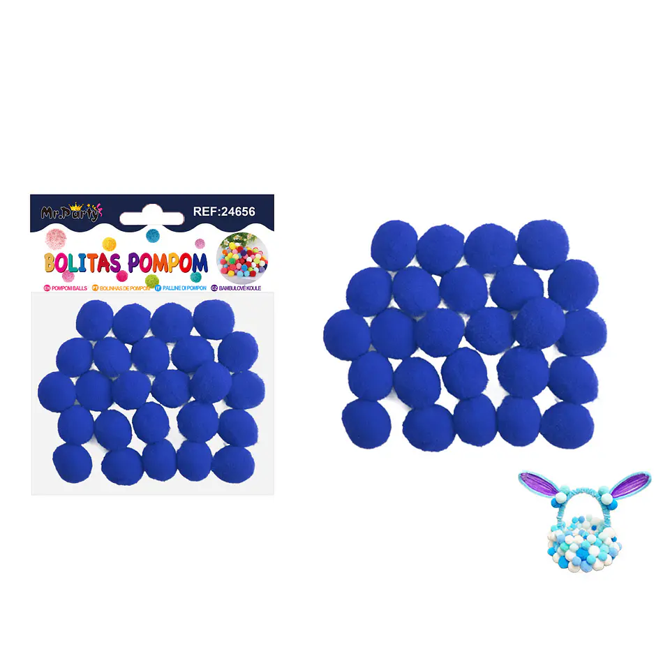 Pompones de poliéster azul rey 2.0cm 25pcs 1