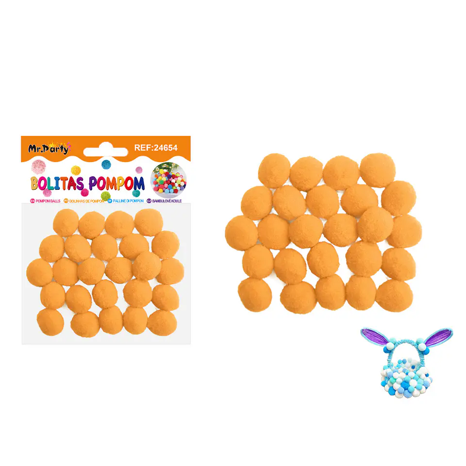 Pompones de poliéster amarillo dorado 2.0cm 25pcs 1
