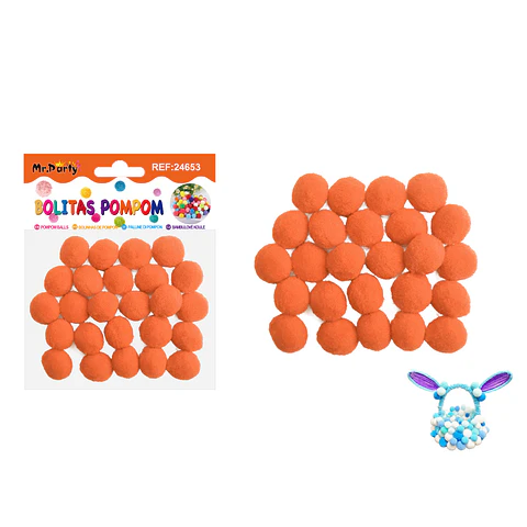 Pompones de poliéster rojo dorado 2.0cm 25pcs