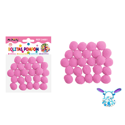Pompones de poliéster rosa oscuro 2.0cm 25pcs