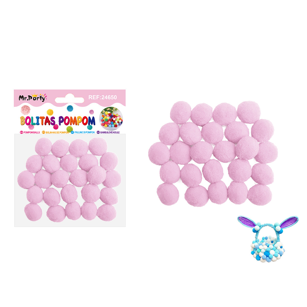 Pompones de poliéster rosa claro 2.0cm 25pcs