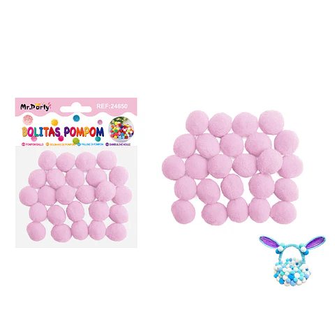Pompones de poliéster rosa claro 2.0cm 25pcs