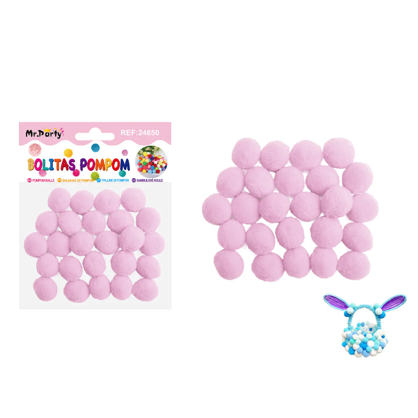 Pompones de poliéster rosa claro 2.0cm 25pcs 1