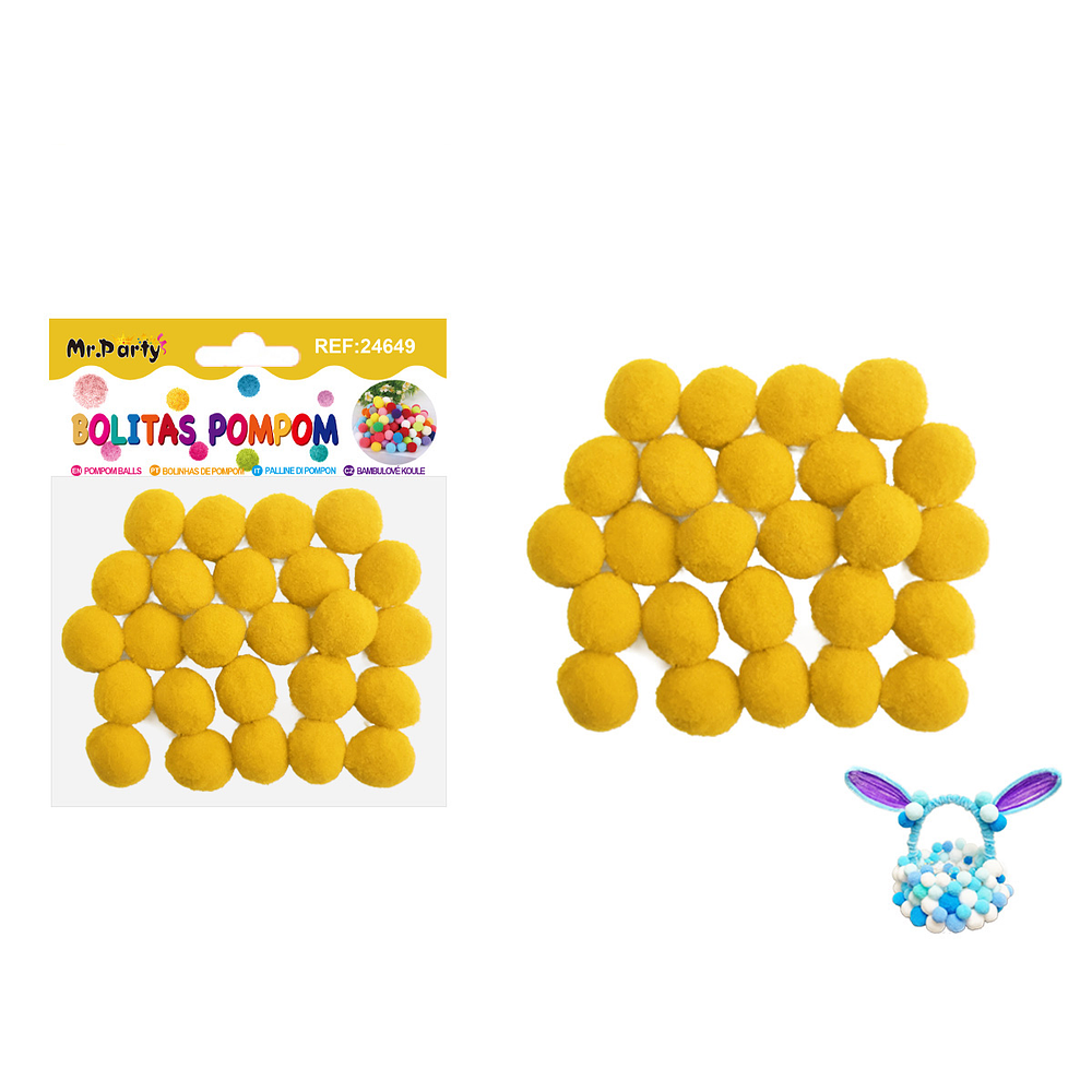 Pompones de poliéster amarillo 2.0cm 25pcs