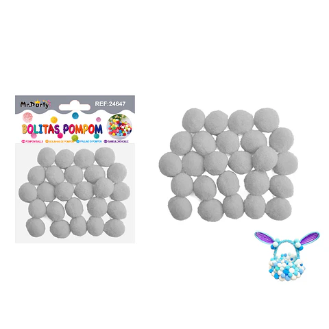 Pompones de poliéster gris 2.0cm 25pcs