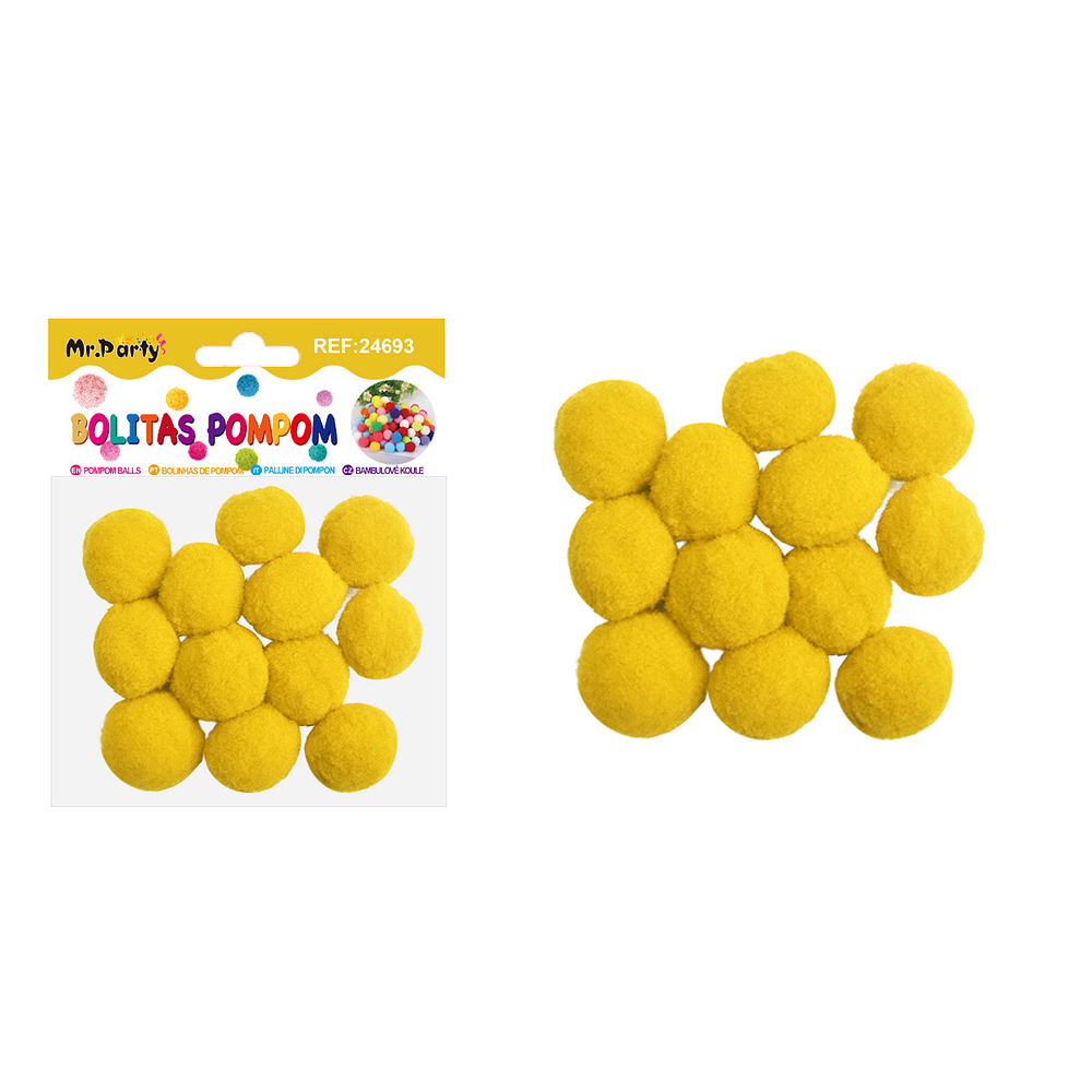 Pompones de poliéster amarillo 3.0cm 12pcs
