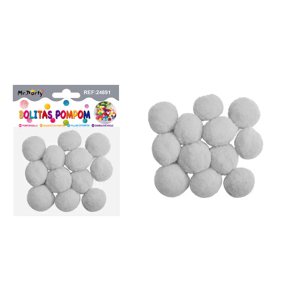 Pompones de poliéster gris 3.0cm 12pcs 1