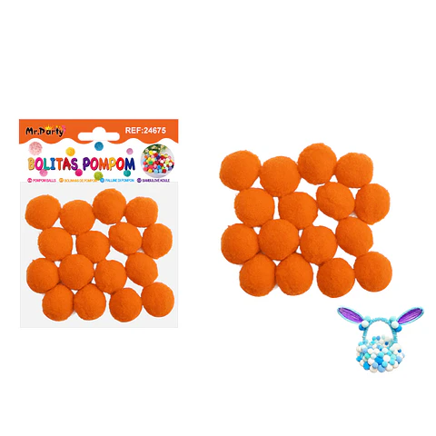 Pompones de poliéster rojo dorado 2.5cm 16pcs