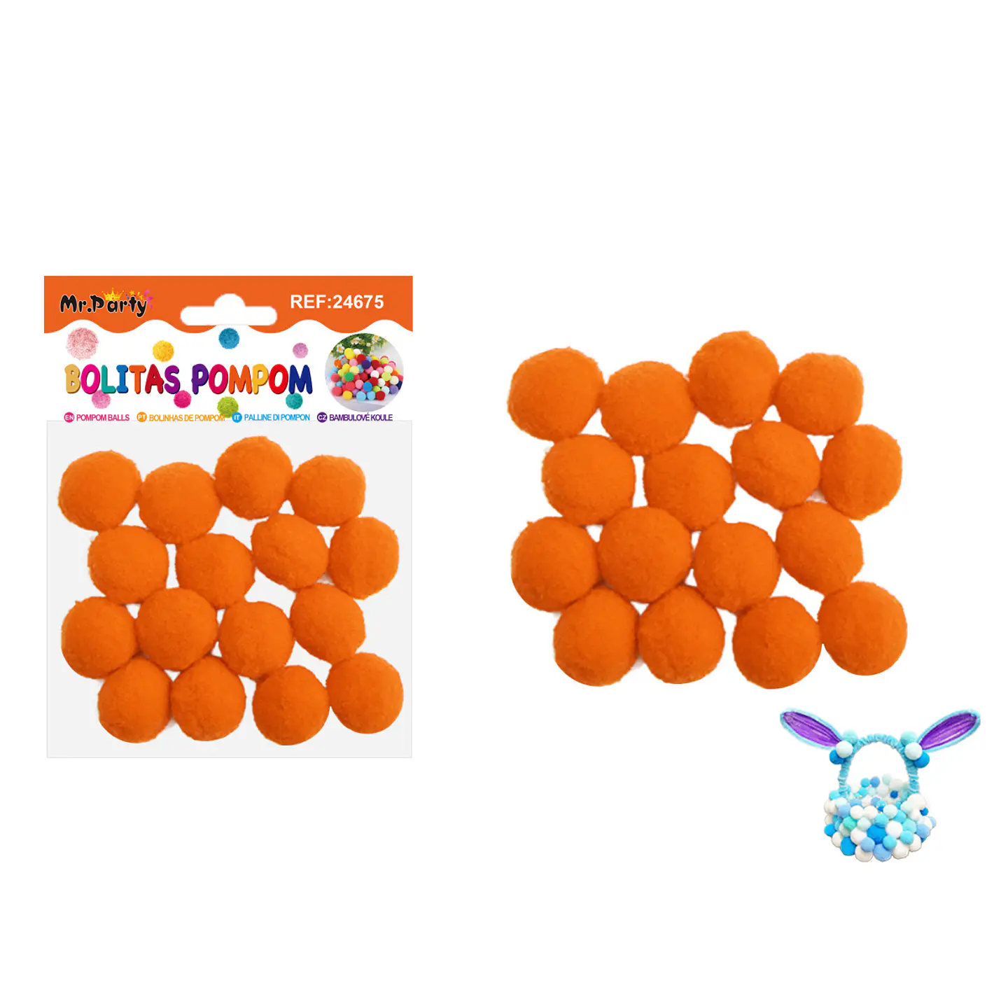 Pompones de poliéster rojo dorado 2.5cm 16pcs 1