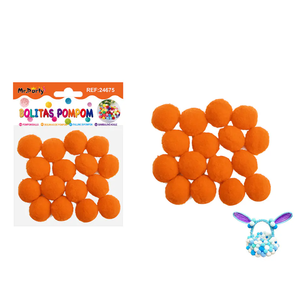 Pompones de poliéster rojo dorado 2.5cm 16pcs 1