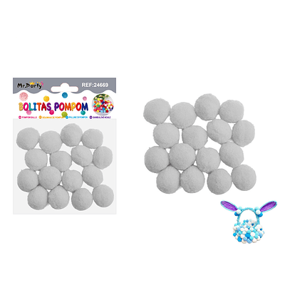 Pompones de poliéster gris 2.5cm 16pcs